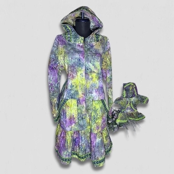 Rare Mommy & Me Tie Dye Hooded Dress set fairy cosplay Halloween Purple/Green L - Picture 1 of 14